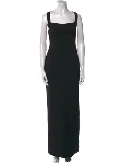 Pre-owned Solace London Square Neckline Long Dress In Black