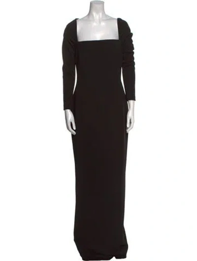 Pre-owned Solace London Square Neckline Long Dress In Black