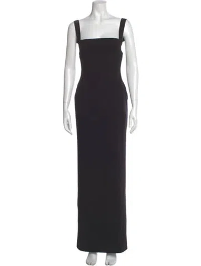 Pre-owned Solace London Square Neckline Long Dress In Black