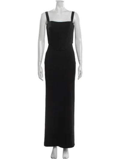 Pre-owned Solace London Square Neckline Long Dress In Black