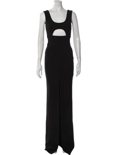Pre-owned Solace London Square Neckline Long Dress In Black
