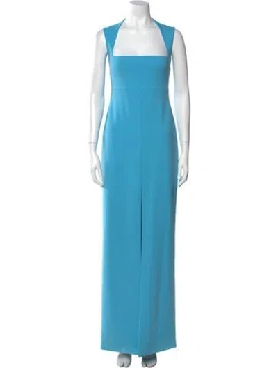 Pre-owned Solace London Square Neckline Long Dress In Blue