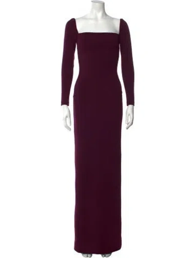 Pre-owned Solace London Square Neckline Long Dress In Burgundy