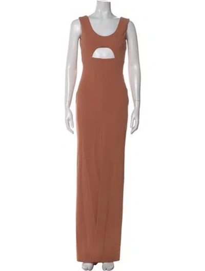 Pre-owned Solace London Square Neckline Long Dress In Neutral