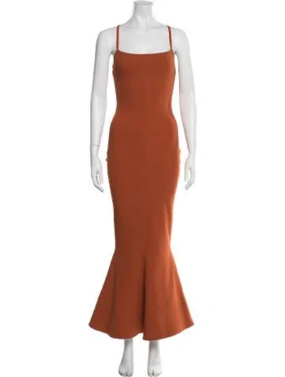 Pre-owned Solace London Square Neckline Long Dress In Orange