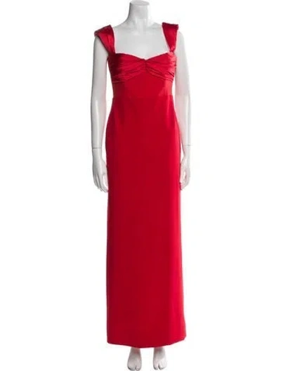 Pre-owned Solace London Square Neckline Long Dress In Red