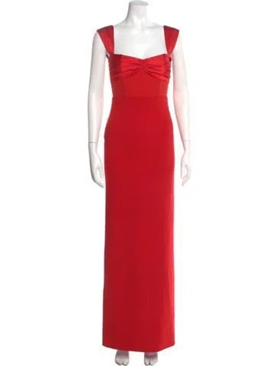 Pre-owned Solace London Square Neckline Long Dress In Red