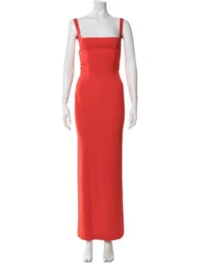 Pre-owned Solace London Square Neckline Long Dress In Red