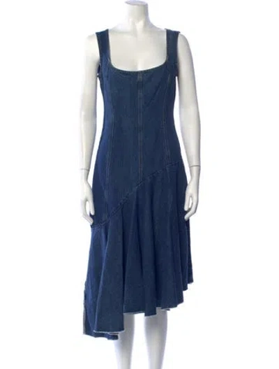 Pre-owned Solace London Square Neckline Midi Length Dress In Blue