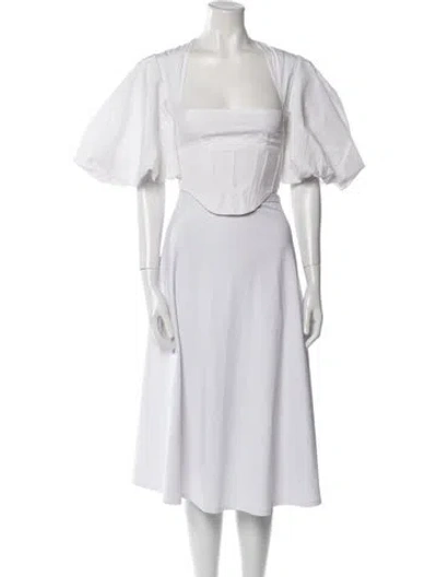 Pre-owned Solace London Square Neckline Short Sleeve Crop Top In White