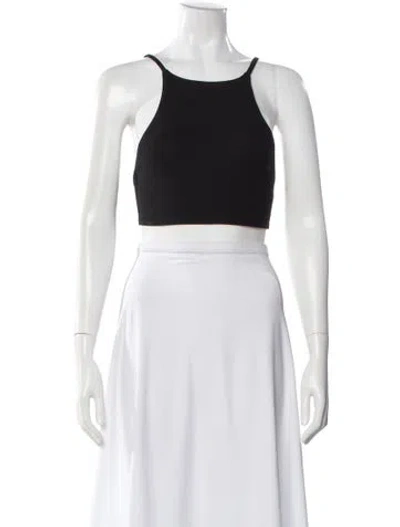 Pre-owned Solace London Square Neckline Sleeveless Crop Top In Black