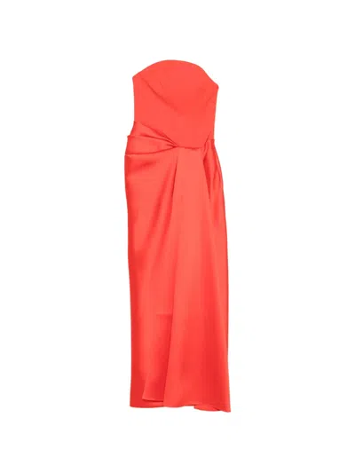 Solace London Strapless Draped Maxi Dress In Brown