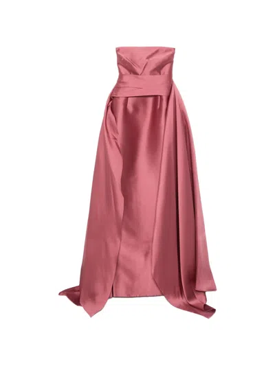 Solace London Strapless Draped-panel Maxi Dress In Pink