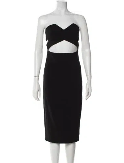 Pre-owned Solace London Strapless Knee-length Dress In Black