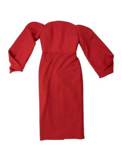 Pre-owned Solace London Strapless Knee-length Dress In Orange