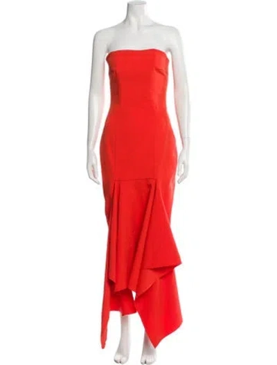 Pre-owned Solace London Strapless Knee-length Dress In Orange