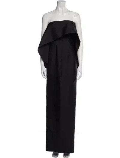 Pre-owned Solace London Strapless Long Dress In Black