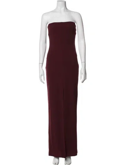 Pre-owned Solace London Strapless Long Dress In Burgundy