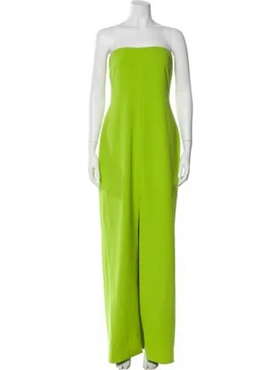 Pre-owned Solace London Strapless Long Dress In Green