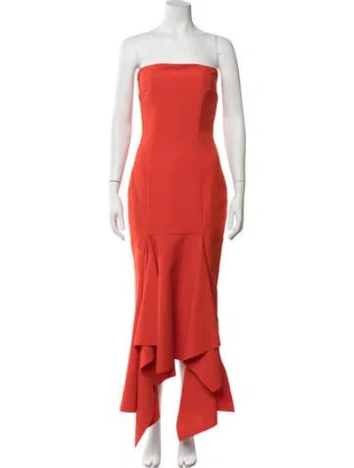 Pre-owned Solace London Strapless Long Dress In Orange