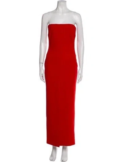 Pre-owned Solace London Strapless Long Dress In Red