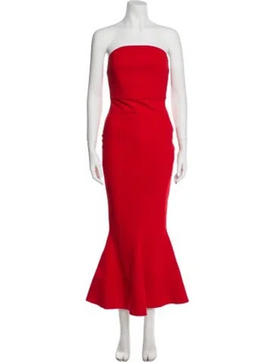 Pre-owned Solace London Strapless Long Dress In Red