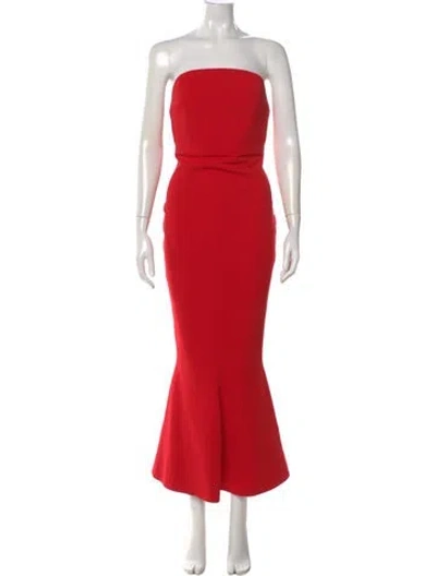 Pre-owned Solace London Strapless Long Dress In Red