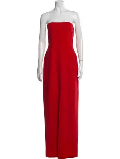 Pre-owned Solace London Strapless Long Dress In Red