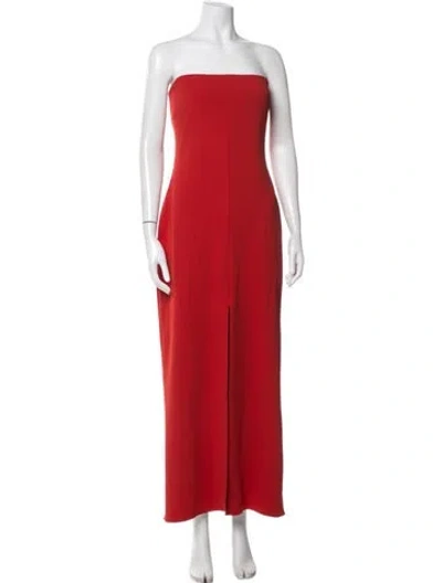 Pre-owned Solace London Strapless Long Dress In Red