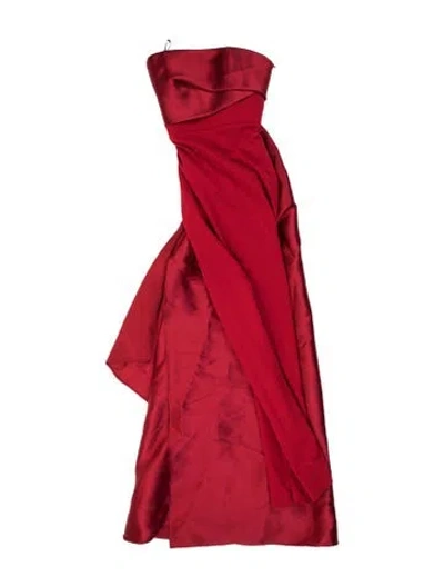 Pre-owned Solace London Strapless Long Dress In Red