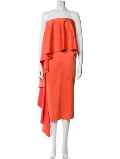 Pre-owned Solace London Strapless Midi Length Dress In Orange