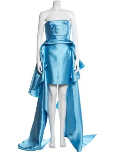 Pre-owned Solace London Strapless Mini Dress In Blue