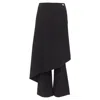 Solace London Sydney Button Wrap Kilt Layered Flare Pants In Black