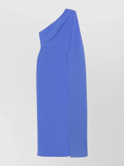 Solace London Sylvia Asymmetric One Shoulder Maxi Dress In Blue