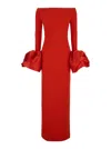 Solace London Talia Off-the-shoulder Faille-trimmed Crepe Gown In Red