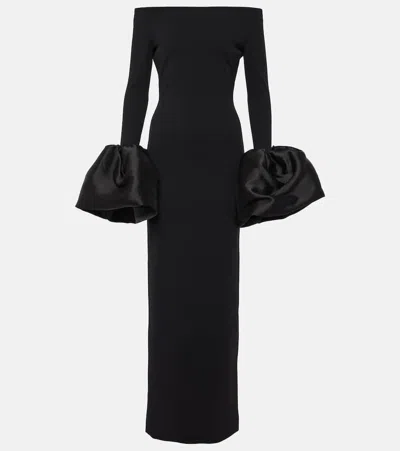Solace London Talia Off-shoulder Crêpe Gown In Black