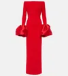 Solace London Talia Off-the-shoulder Faille-trimmed Crepe Gown In Red