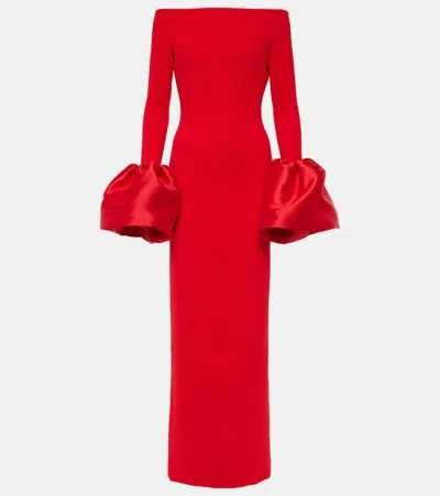 Solace London Talia Off-shoulder Crêpe Gown In Red