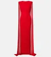 Solace London Tavia Caped Pleated Gown In Red