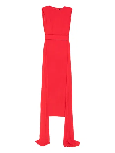 Solace London Tavia Pleated Belted Maxi Dress In Pink