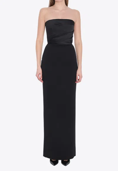 Solace London The Afra Strapless Maxi Dress In Black