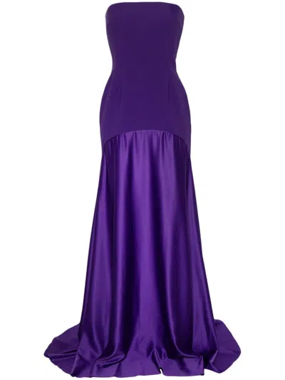 Solace London The Alessandra Strapless Gown In Purple