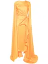 Solace London The Elya Satin Maxi Dress In Orange