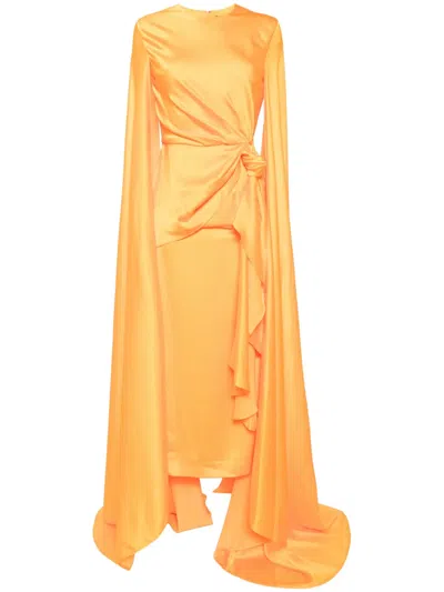Solace London The Elya Satin Maxi Dress In Orange