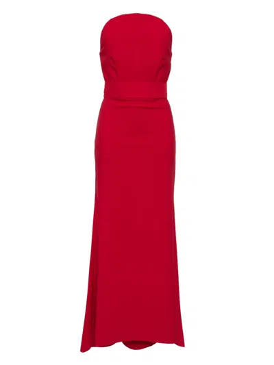 Solace London Ember Belted Crepe Maxi Dress In Red