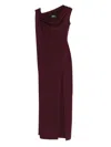 Solace London Irina Bordeaux One-shoulder Long Dress With Draped Neckline In Fabric Woman In Burgundy