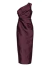 Solace London Kira One-shoulder Maxi Dress In Burgundy