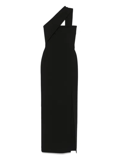 Solace London One-shoulder Crepe Gown In Black