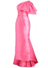 Solace London The Priya Bow-embellished Faille Gown In Light Pink