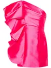 Solace London Fuchsia Mini Dress With Ruffles At The Side In Fuchsia